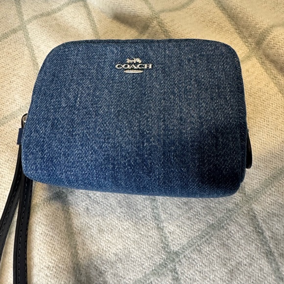 Coach Handbags - Coach - NWT Denim Wristlet Pouch - Small   Leather wristlet strap - NWT